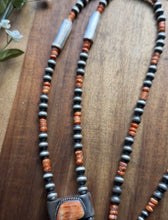 Load image into Gallery viewer, Native American Sterling Silver Spiny Oyster Pearls Jackla Bead Necklace