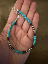Load image into Gallery viewer, Sterling silver turquoise anklet 9 to 11 inches