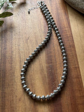 Load image into Gallery viewer, Sterling Silver 8mm Stamped Pearls Bead Necklace. 16 Inch