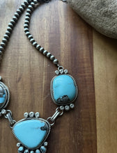 Load image into Gallery viewer, Navajo Sterling Silver Blue Turquoise Lariat Pearls Bead Chain Necklace RY