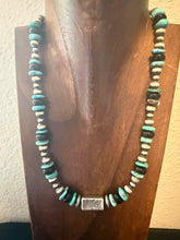 Load image into Gallery viewer, Sterling silver turquoise black onyx necklace 18 inch