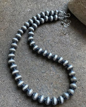 Load image into Gallery viewer, 10mm 12 Inch 925 Sterling Silver Oxidized Pearls Bead Necklace Southwestern