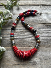 Load image into Gallery viewer, Tommy &amp; Rosita Singer T R Sterling Silver Multi Stone Red Coral Bead Necklace 20