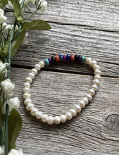 Load image into Gallery viewer, Freshwater Pearls Multi Stone 6.5 Inch Stretch Elastic Stretchy Bead Bracelet