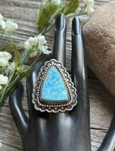Load image into Gallery viewer, Native American Sterling Silver Kingman Turquoise Adjustable Ring Mary