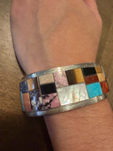 Load image into Gallery viewer, Tommy Jackson sterling silver turquoise multistone inlay cuff