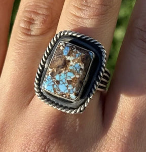 Native American Sterling Silver Golden Hill Turquoise Ring. Size 10 Gift BJ