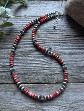Load image into Gallery viewer, Southwestern Sterling Silver Red Spiny Oyster Pearls Bead Necklace 18 inch