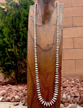 Load image into Gallery viewer, Long Sterling Silver Graduated Pink Conch Turquoise Bead Necklace. 42 inch
