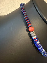 Load image into Gallery viewer, Sterling silver lapis coral bead necklace 18 inch