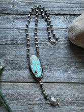Load image into Gallery viewer, Navajo 925 Sterling Silver Royston Turquoise Pendant Rosary Necklace. 31 Inch KY