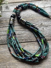 Load image into Gallery viewer, Tommy Rosita Singer T R Sterling Silver Multi Strand Turquoise Bead Necklace 28”