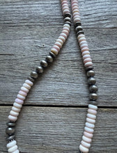 Load image into Gallery viewer, Southwestern Sterling Silver Pink Conch Bead Necklace. 18 Inch