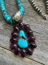 Load image into Gallery viewer, Navajo sterling silver turquoise purple spiny pendant