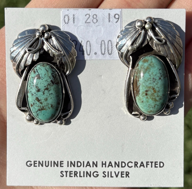 Native American Sterling Silver Turquoise Earrings Mary Ellen