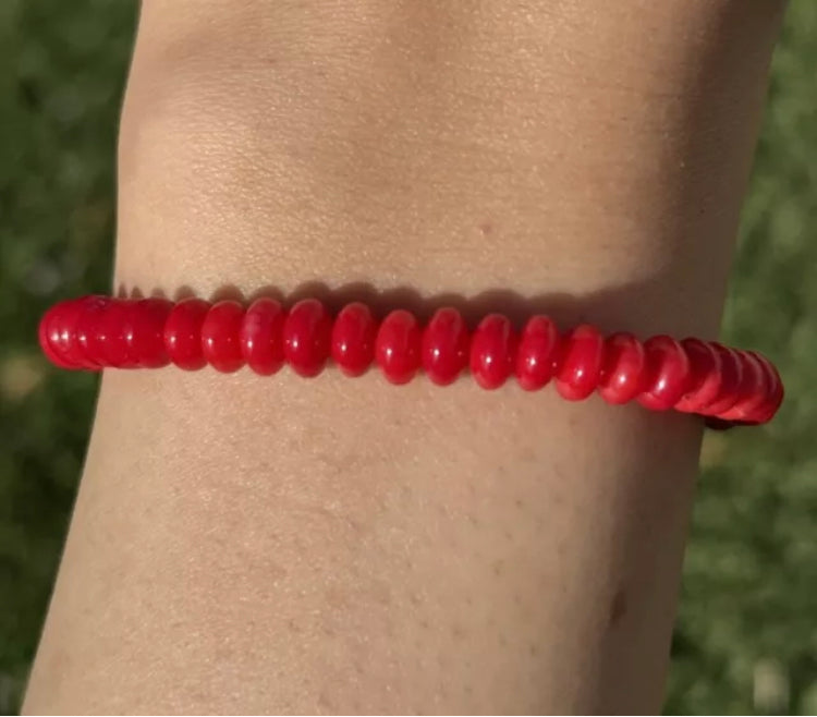Red Coral 7 Inch Stretch Bead Bracelet Gift Southwestern