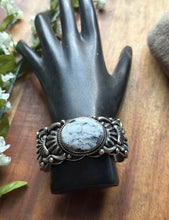 Load image into Gallery viewer, Tsosie White TO Sterling Silver White Buffalo Turquoise Cuff Bracelet Navajo