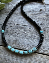 Load image into Gallery viewer, Southwestern 925 Sterling Silver Black Onyx Turquoise Bead Necklace 18 Inch