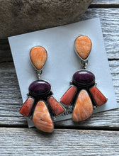 Load image into Gallery viewer, Navajo 925 Sterling Silver Multi Stone Cluster Earrings Marcella James