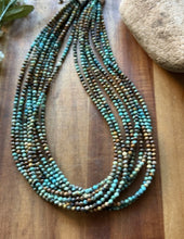Load image into Gallery viewer, Sterling Silver Multi Strand Blue Green Faceted Turquoise Bead Necklace 20 Inch