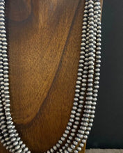 Load image into Gallery viewer, 5mm Multi Strand 925 Sterling Silver Oxidized Pearls Bead Necklace 34 Inch