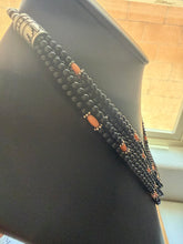 Load image into Gallery viewer, Sterling silver black onyx bead necklace 24 inch