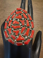 Load image into Gallery viewer, Navajo sterling silver red coral  adjustable ring