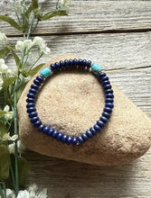 Load image into Gallery viewer, Lapis Turquoise 6.5 Inch Stretch Elastic Stretchy Bead Bracelet Gift