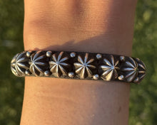 Load image into Gallery viewer, Navajo Native American Sterling Silver Star Stacker Cuff Bracelet H Happy Piasso