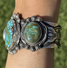 Load image into Gallery viewer, Navajo Native Sterling Silver Kingman Turquoise Cuff Bracelet J Nelson