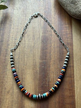 Load image into Gallery viewer, Sterling Silver Graduated Multi Stone Pearls Chain Bead Necklace. 16 Inch. Gift