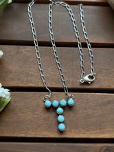 Load image into Gallery viewer, Navajo Sterling Silver Turquoise Alphabet T Chain Necklace KY