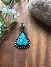 Load image into Gallery viewer, Navajo Sterling Silver Kingman Spiderweb Turquoise Pendant H Piasso