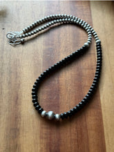 Load image into Gallery viewer, Sterling Silver Black Onyx W Multi Bead Pearls Necklace. 18 Inch. Gift