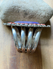 Load image into Gallery viewer, Tonya Rafael Navajo Sterling Silver Purple Charoite Coral Cluster Cuff Bracelet