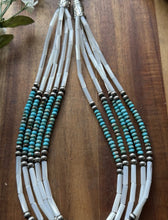 Load image into Gallery viewer, Sterling Silver Multi Strand MOP Mother Of Pearl Turquoise Bead Necklace 22 inch