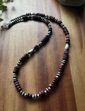 Load image into Gallery viewer, Sterling Silver Purple Spiny Oyster W Multi Bead Pearls Necklace. 24 inch. Gift