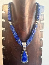 Load image into Gallery viewer, Navajo sterling silver lapis pendant necklace