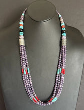 Load image into Gallery viewer, Sterling Silver Multi Strand Stone Purple Pearls Bead Necklace. 30 inch
