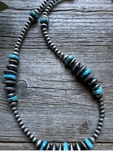 Load image into Gallery viewer, Sterling Silver Blue Turquoise Flat Saucer Pearls Bead Necklace 20 inch
