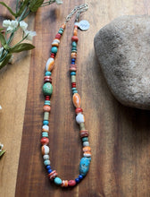 Load image into Gallery viewer, Sterling Silver Multi Stone Color Candy Bead Necklace. 16 inch