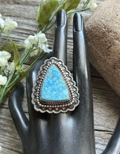Load image into Gallery viewer, Native American Sterling Silver Kingman Turquoise Adjustable Ring Mary