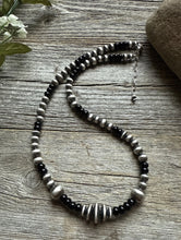 Load image into Gallery viewer, Black Onyx Multi Graduated Sterling Silver Pearls Bead Necklace 18 inch