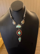 Load image into Gallery viewer, Navajo sterling silver royston turquoise lariat necklace