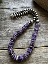 Load image into Gallery viewer, Southwestern 925 Sterling Silver Purple Charoite W Pearls Bead Necklace. 18 Inch