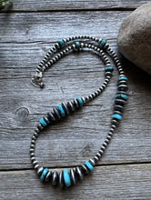 Load image into Gallery viewer, Sterling Silver Blue Turquoise Flat Saucer Pearls Bead Necklace 20 inch