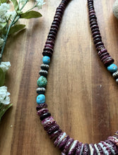 Load image into Gallery viewer, SterlingSilver Purple SpinyOyster SleepingBeauty Sonoran Turquoise Bead Necklace