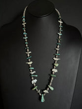 Load image into Gallery viewer, Vintage Native American Sterling Silver Fetish Turquoise Heishi Bead Necklace 30