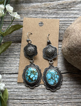Load image into Gallery viewer, Navajo Sterling Silver Kingman Spiderweb Turquoise Earrings A Albert Jake