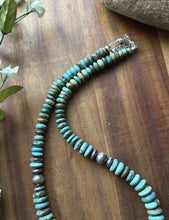 Load image into Gallery viewer, Sterling Silver Graduated Turquoise Rondelle Bead Necklace 18 inch Gift